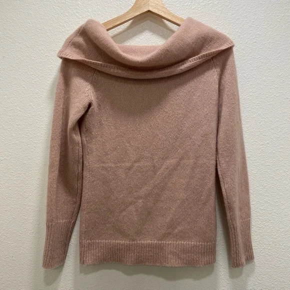 Theory Sabine Wool Blend Off The Shoulder Sweater Mauve Pink Sz P or XS - Picture 3 of 6